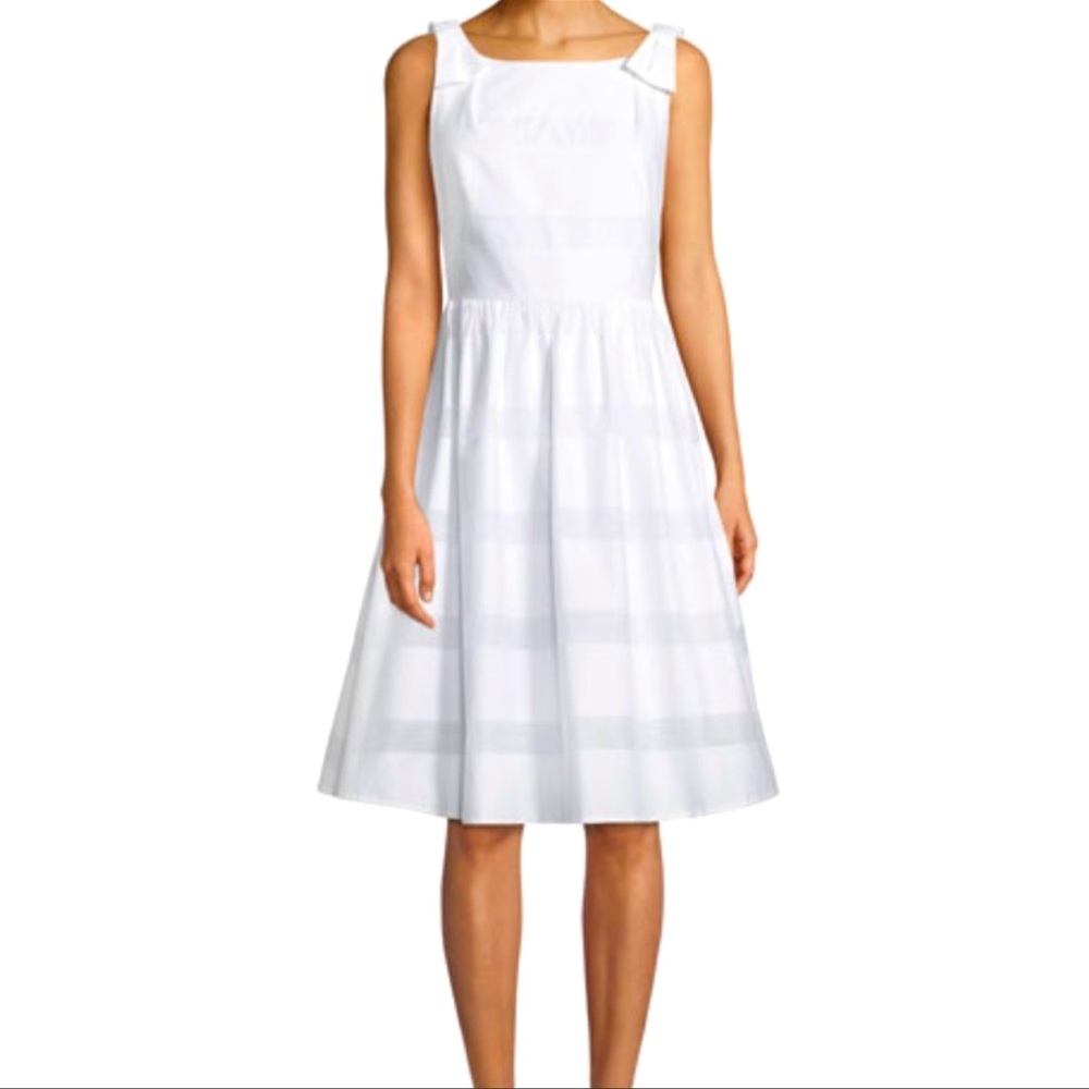Kate Spade White Bow-Strap Fit & Flare Dress